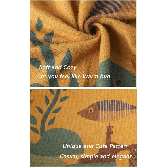 Women Christmas Sweater Graphic Print Oversized Pullover Casual Loose Knit Top - Picture 4 of 4